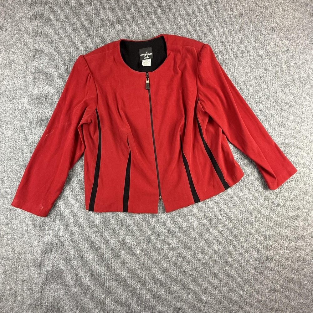 Positive Attitude Suit Jacket Womens 16 Red Black Colorblock Zip Front Lined